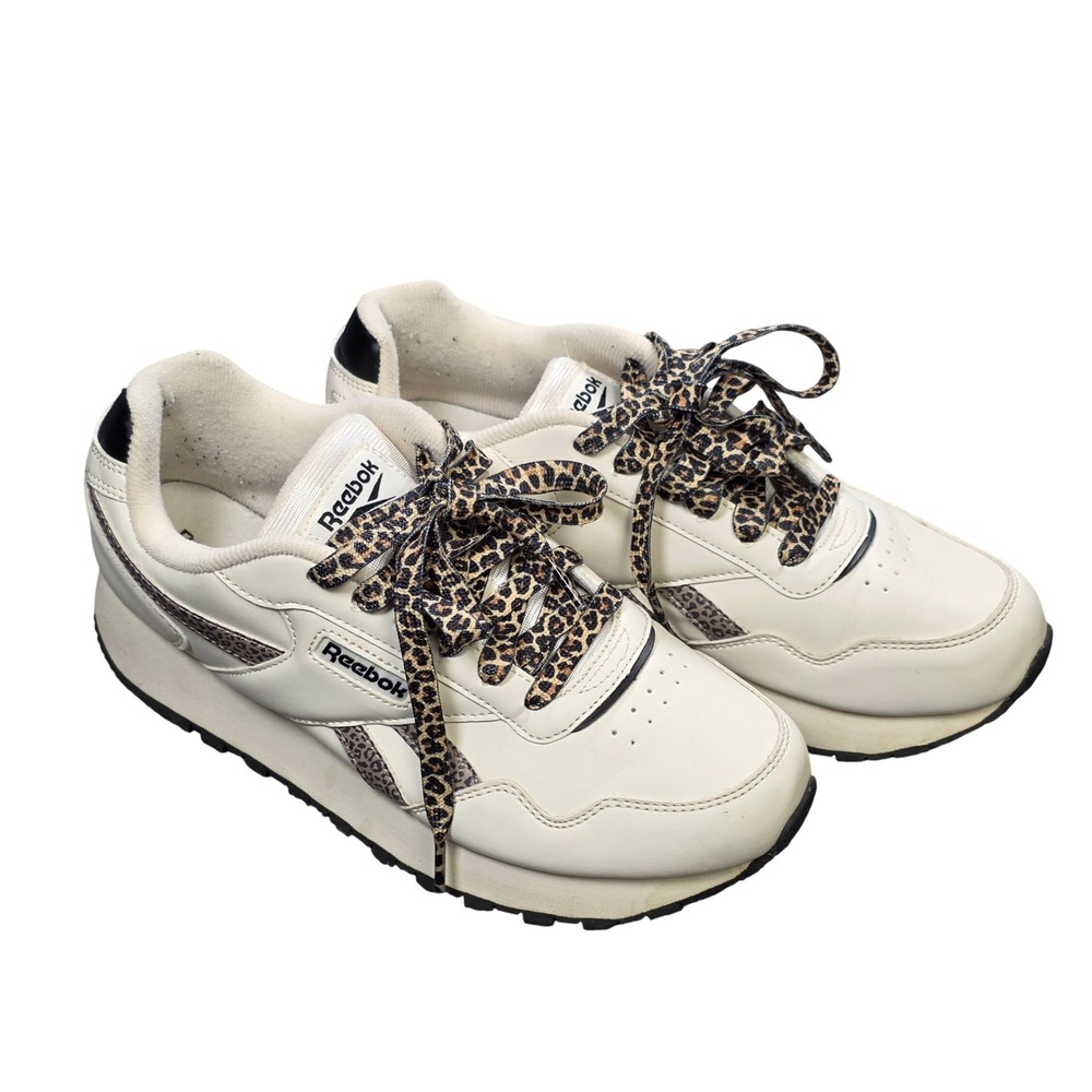 Reebok Classic Leather SP Sneakers Women's Size 7.5 White Leopard Print Platform